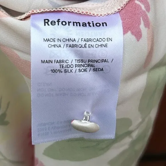 REFORMATION NWT Jennis Floral Silk Halter Mini Dress Low Back String Tie Large - Picture 7 of 10